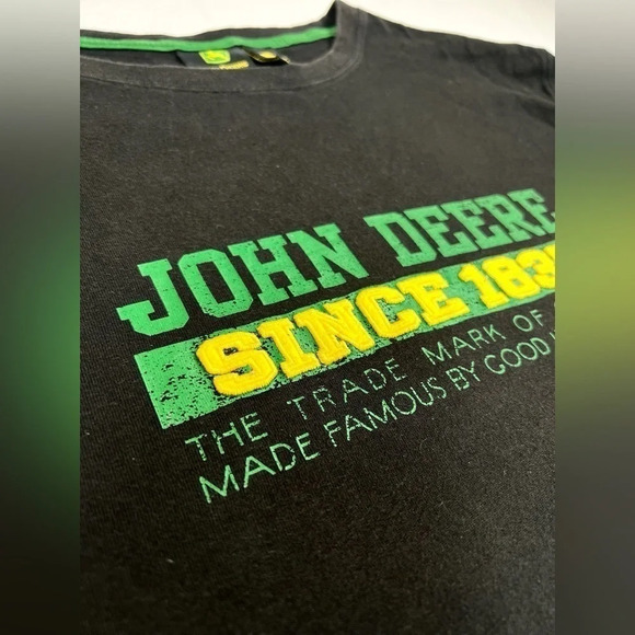 JOHN DEERE Men’s Long Sleeve Logo Embroidered Black Tee Shirt Farm Tractor Large - Picture 3 of 9